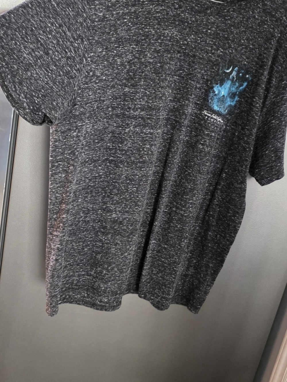 Jerzees Charcoal Heather Short-Sleeve Tee with Blue Flame Graphic